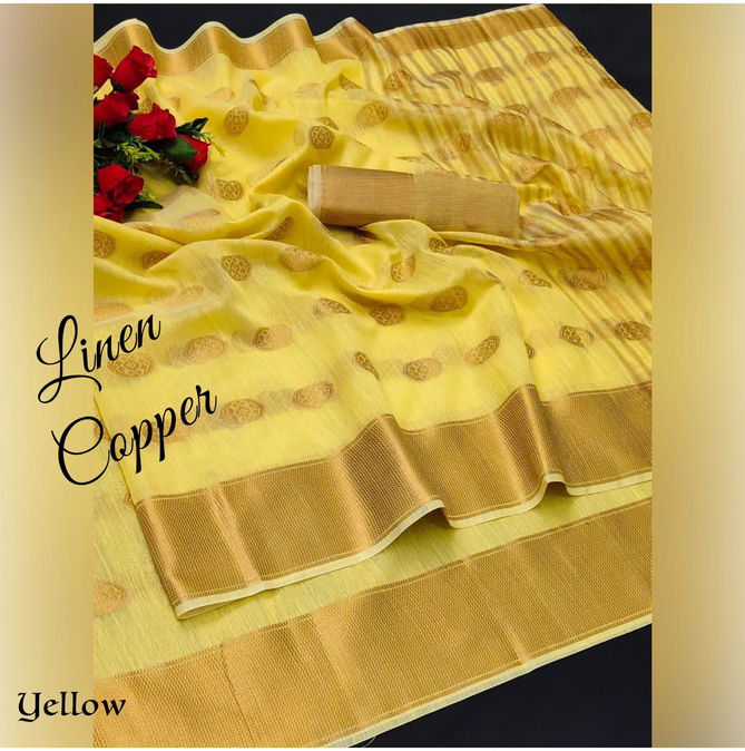 Aab Copper Linen Fancy Wholesale Non catalog Sarees Catalog